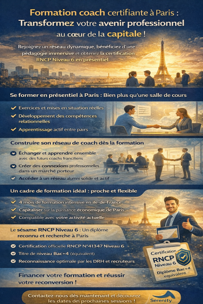 Formation coach RNCP niveau 6 à Paris : avantages du présentiel en Île-de-France pour construire votre réseau professionnel de coach